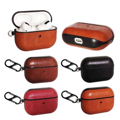 China High Protective For Airpods Pro PU Leather Case Cover Supporting Hook Wireless Charging for sale