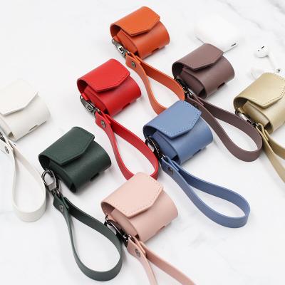 China Case Customized Full Leather Cover High Quality Comfortable Shockproof Protector For Airpods 2/i9s/i12 With Strap for sale