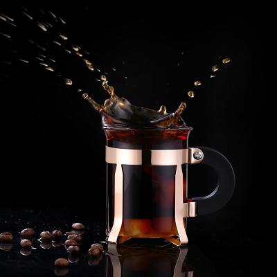 China Hot Selling Sustainable Rose Gold Stainless Steel High Borosilicate Coffee& Glass Tea Cups for sale