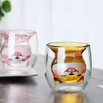 China Fancy Reusable Cheap Handmade Pyrex Glass Double Wall Cappuccino Eco-Friendly Insulated Clear Coffee Cups And Mugs for sale