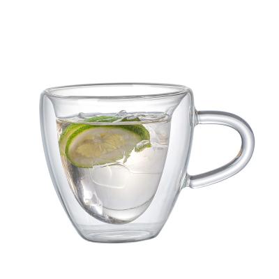 China Viable Double Walled Glass-to-Glass Mug Coffee Cup Luxury Aesthetic Glass Mugs for sale