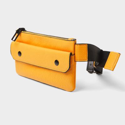 China Water Proof OEM Yellow Rivet Custom LOGO PU Leather Sporty Hip Beltbag For Men Waist Pack Pussy Bag for sale