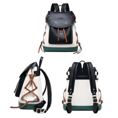 China New Design OEM Waterproof Custom Drawstring Embroidery PU Leather Lady Bags Travel Backpacks For Women for sale