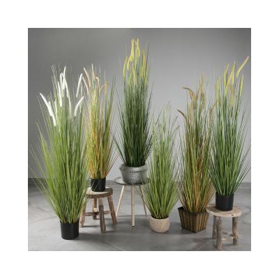 China Best Selling Artificial Potted Plants Exclusively Handcrafted Green Plant Mall Window Decoration Simulation Foxtail Grass for sale