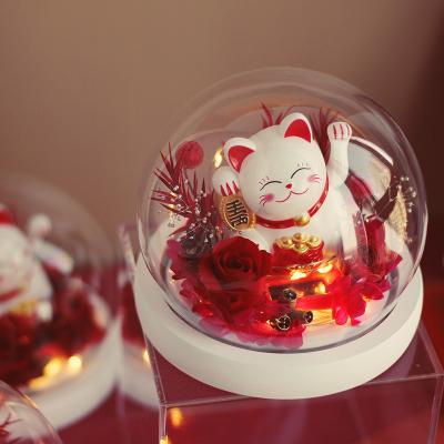 China Handcrafted Exclusively 2021 New Gift Box Christmas Valentine's Day Gift Cat Glass Listing Immortal Pink Glowing Pink Cover for sale