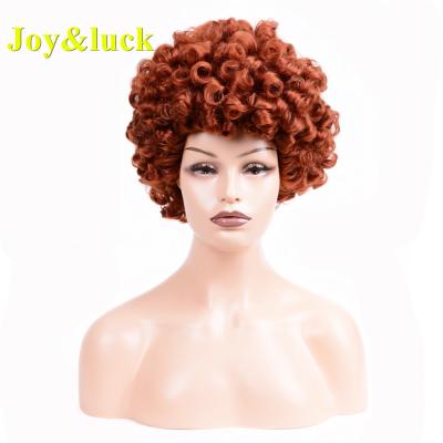 China Straight Women's Wig Burgundy Color Wholesale Price Wigs With Bangs Color Woman Ladies Hair Bouncy Short Curly Synthetic Hair Wigs for sale