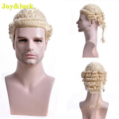 China Judge FRENCH Barrister Court Mens LOOP Synthetic Hair Synthetic Hair Blonde Color or For Traditional British Classical Lawyer Wig Cosplay Wig Women for sale