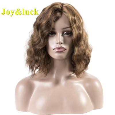 China African Water Wave Wig For Women Wholesale Price Ladies Party Brown Color Highlight Short Natural Blonde Water Wave Hair Synthetic Wigs for sale