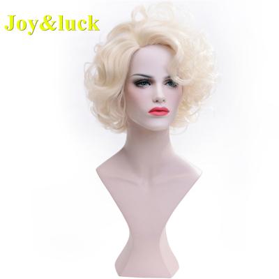 China Wholesale High Quality Straight Blonde Wigs For White Women Ladies Cosplay Hair 613 Natural Short Curly Blonde Wig Hair Synthetic Wigs for sale