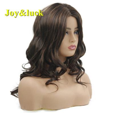 China 24inch Long Natural Wave Wig Ombre Brown Synthetic Wigs For Women Wave Hair Cosplay Wig Or African Black Party Hairstyle for sale