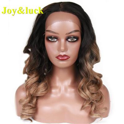 China Natural Wavy Lace Front Wigs Synthetic Hair Lacefront Wigs Wholesale Curly Black Hair Wigs Ombre Brown Front Lace Body Waves Ladies for sale