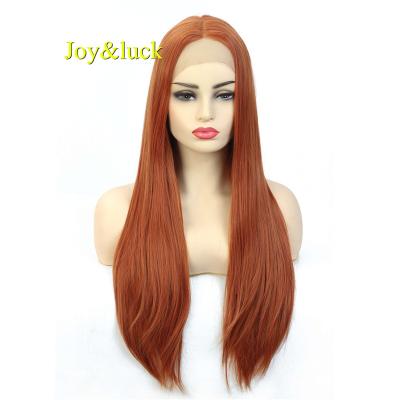 China Wholesale Price Straight Lace Front Orange Lace Wig Natural Straight Lace Front Wigs Synthetic Hair Women's Middle Part Cosplay Wigs for sale