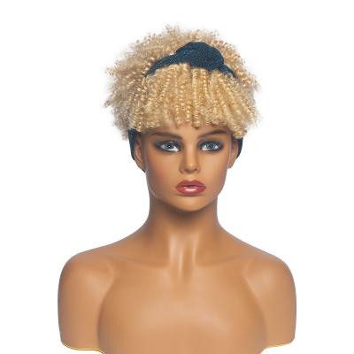 China Wholesale 613 Blonde Kinky Curly Hair For Women Afro Headband Wig Blonde Short Curly Curly Wig Synthetic Hair Wigs for sale