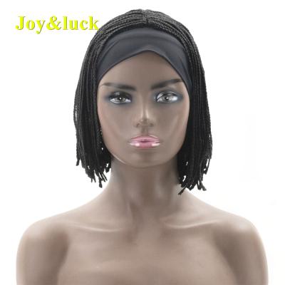 China Bob Head Band Wigs Curly Curly For Black Short Straight Micro Braided Wig Box Scarf Synthetic Hair Wigs Wholesale Black Headband for sale