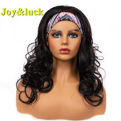 China Curly Women's Curly Head Band Wig Colored Hair Band Scarf Long Black Natural Curly Wig Ladies Synthetic Hair Wigs Headband Wholesale for sale