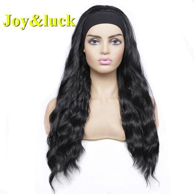 China Finger Wave Curly Head Band Curly Wigs For Women Black Hair Wrap Synthetic Hair Wigs Headband Long Water Wave Natural Headband Wig Wholesale for sale