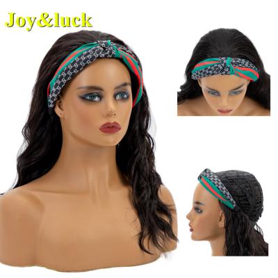 China Curly Curly Headband Wig For Women Wholesale Price Ladies Hair Scarf Long Black Water Synthetic Hair Wigs Color Natural Wave Headband for sale