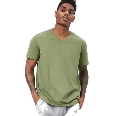 China Heavy Anti-Wrinkle Quality T-shirt 100% Organic Cotton Customize V-Neck T-Shirts Men for sale