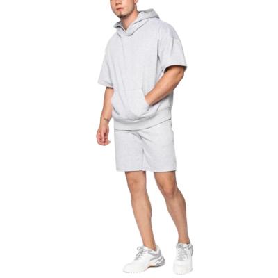 China Breathable High Quality Mens Short Sleeve Hoodie Tracksuit With Matching Shorts for sale