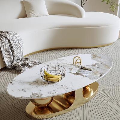 China New Wharton Wear Resistant Designer Tea Table Stainless Steel Table Leg Sintered Stone Furniture Top Living Coffee Table for sale