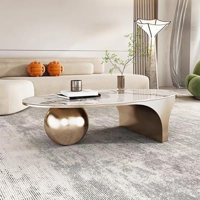 China Modern Simple Sintered Stone Style Designer Stainless Steel Frame Tea Table Wear-resistant Living Room Furniture Coffee Table Top for sale