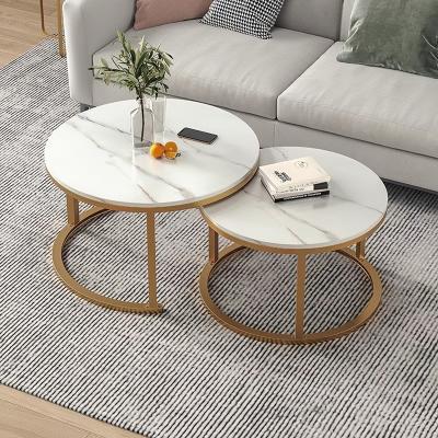 China Customizable wholesale contracted style round coffee table color stainless steel frame living room coffee table wear-resistant set for sale