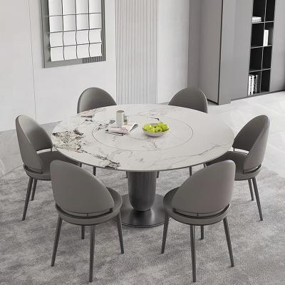 China New Dining Tables Convertible Luxury Cream Dining Room Furniture Convertible White Stone Worktop Dining Table Set for sale