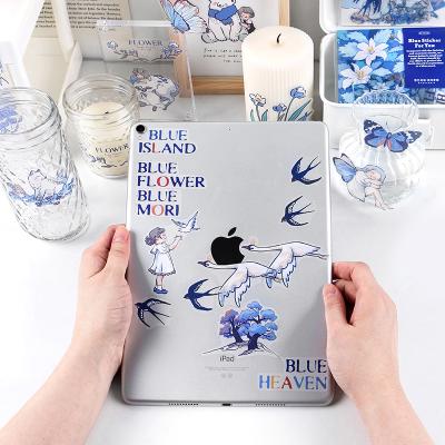 China Scrapbooking Sticker 20 Pcs Per Blue Series PET Series Notebook Diary Waterproof Stickers Album Sticker Making DIY Stickers for sale