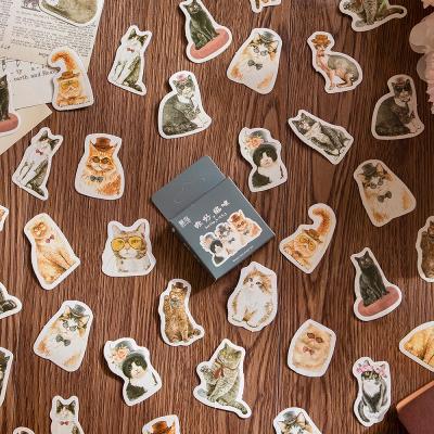 China Waterproof+Eco-friendly 46pcs/box Cat Series Stickers Box Mini Sticker Decoration Diary Scrapbooking Label Sticker Paper Stationery for sale