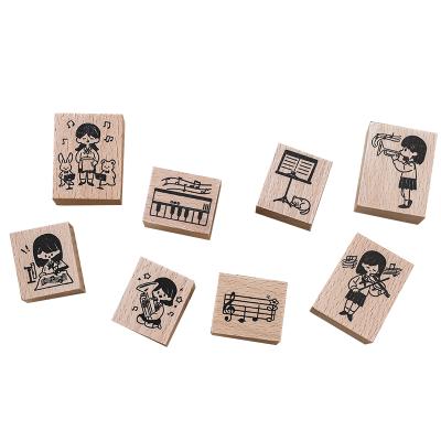 China Funny Decorating Music Series Stamp Wood Sound Stamps Classic DIY Handmade Scrapbook Explain Decoration for sale