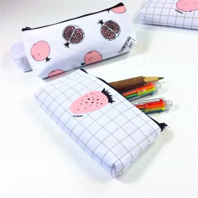 China Simple Concise Simple Student Stationery Style Printing Custom Fruit Pencil Packing Bag Clearly for sale