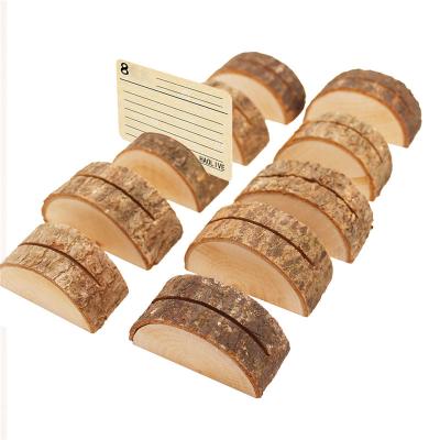 China art & Collectable Natural Tree Stump Shape Staples School Office Supplies Wedding Party Message Folder Wooden Place Card Holder for sale