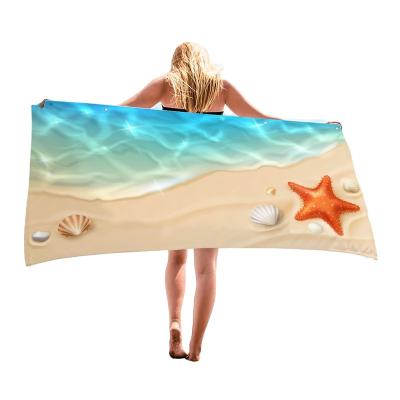 China Anti Dust Mites Big Logo Dry Quickly Printed Microfiber 100% Cool Running Custom Made Polyester Beach Towel Wholesale A 2023 With Low Price for sale