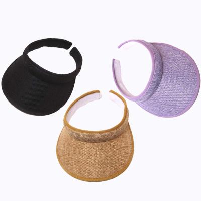 China JOINT Hot Sale Girls And Boys Adults Beach Summer Beach Sun Visor Outdoor Ponytail Straw Hats for sale