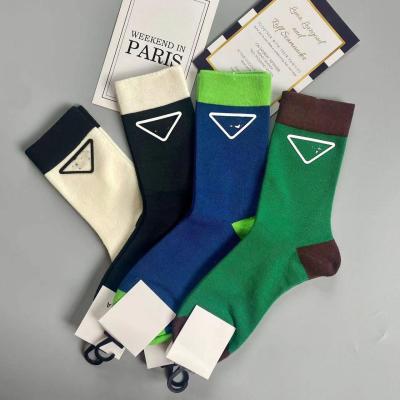 China Fashional Adult Cotton Socks High End Brand Letter P Home Women Socks New Designer Knit Warm Socks for sale