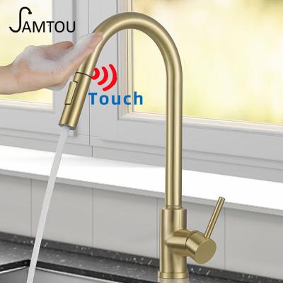 China Hot Selling AMAZONE Touch Sense Faucets Smart Kitchen Faucets Touchless Stainless Steel Pull Out Touchless Kitchen Faucet Pull Down Sprayer for sale