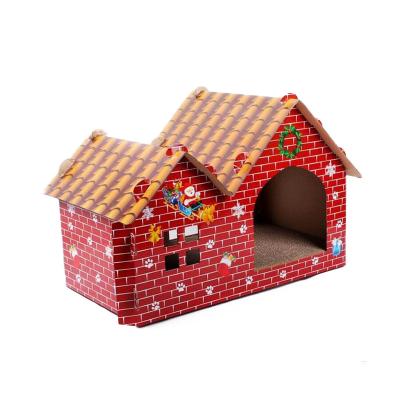 China Christmas Viable Design Wrinkled Cardboard Cat House for sale