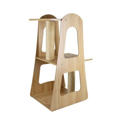 China New Designed Sustainable Pet Products MDF Cat Climbing Tree Tower Wholesale Scratch Post for sale