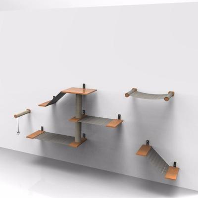 China 2018 Sustainable New MDF Multifunctional Wood Cat Shelf Sisal Cat Tree In The Wall for sale