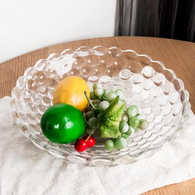 China RTS Bubble Design 12 Inch Crystal Fruit Glass Shallow Head Viable Dessert Bowl Tall Kitchen Glass Bowl for sale