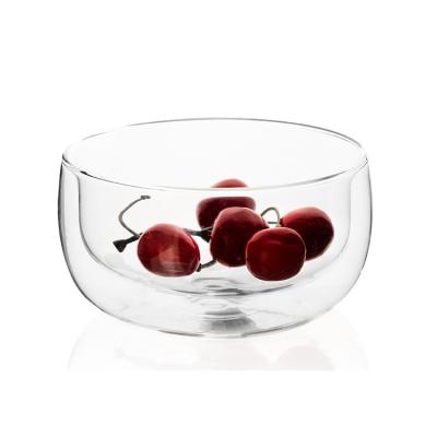 China Double Wall Glass Bowl Kids Round Glass Bowls Kids Small Ins Style Sustainable Diameter 5