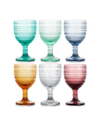 China Solid Colored 13oz Tumbler Wine Glass Goblet Water Cups Set Hot Selling Solid Color Retro Style Solid Colored for sale