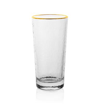 China High Quality CLASSIC Tumblers 8oz Drinking Water Glass Set 6 Pcs Drinking Cups Real Gold Rim for sale