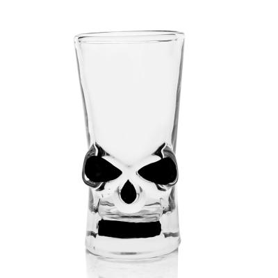 China 2oz Skull Mugs CREATIVE Glass Skull Shaped Drinking Glass Skull Shot Glass for sale