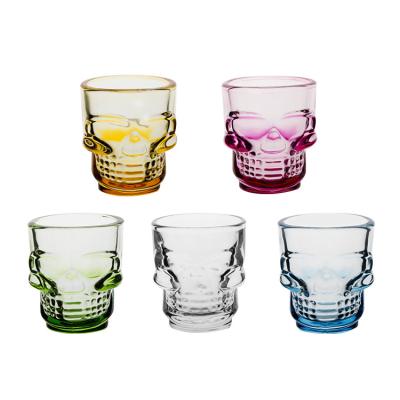 China Fashion Design Candle Holder Small Skull Glass Candle Holder Skull Glass Sprayed Color for sale