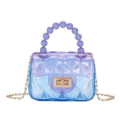 China 2023 Designer Mini Waterproof PVC Jelly Bags Women Lipstick Coin Purses Shoulder Messenger Bag Women Handbag With Chains for sale