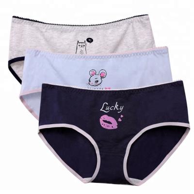 China Women's 100% Cotton Stretch Crotch Breathable Mid Waist Sexy Teen Ladies Lovely Panties Use Underwear for sale