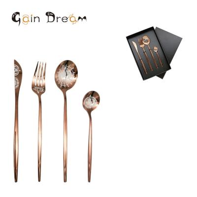 China Winning Dream 4 Pcs Viable Halloween Cutlery Cute Pumpkin Styles Slim Portugal Talheres 4Pcs Flatware Set With Box for sale