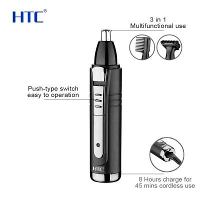 China New HTC Patent Model 3 in 1 Ear Nose Rechargeable Hair Trimmer Stainless Steel AT-032 for sale