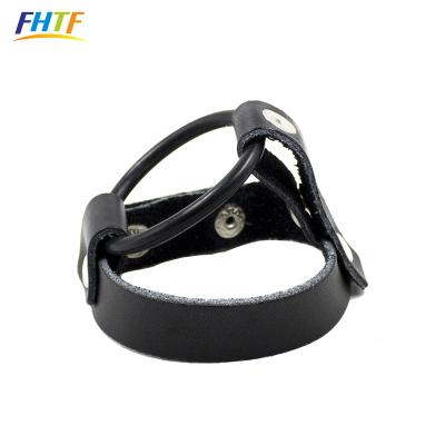 China Stretcheable Geniun Leather Men's Chastity Cage Device Male Bondage Cock Ring Belt for sale